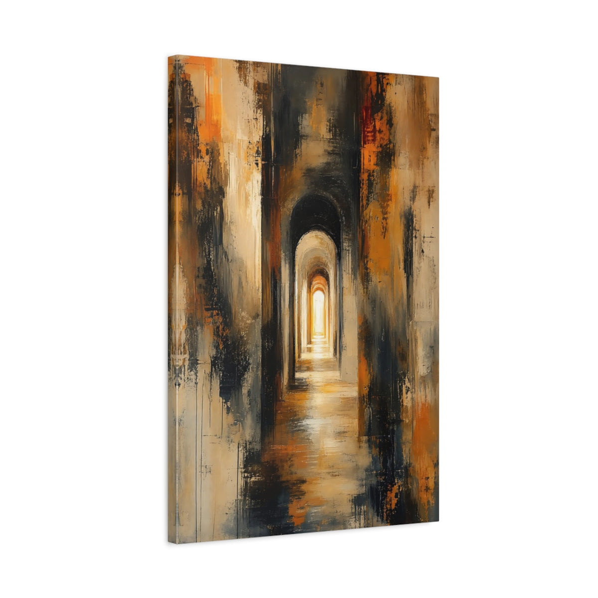 Side Mockup 2. Abstract Archway Abstract Archway Warm shown as stretched canvas wall art