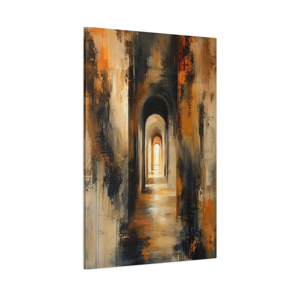 Side Mockup 1. Abstract Archway Abstract Archway Warm shown as stretched canvas wall art