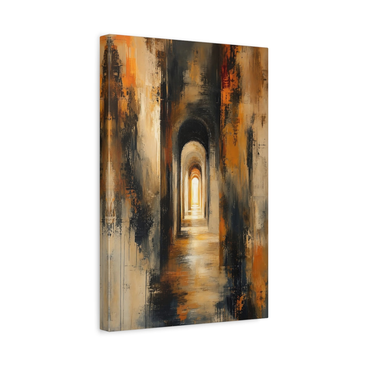 Side Mockup 4. Abstract Archway Abstract Archway Warm shown as stretched canvas wall art