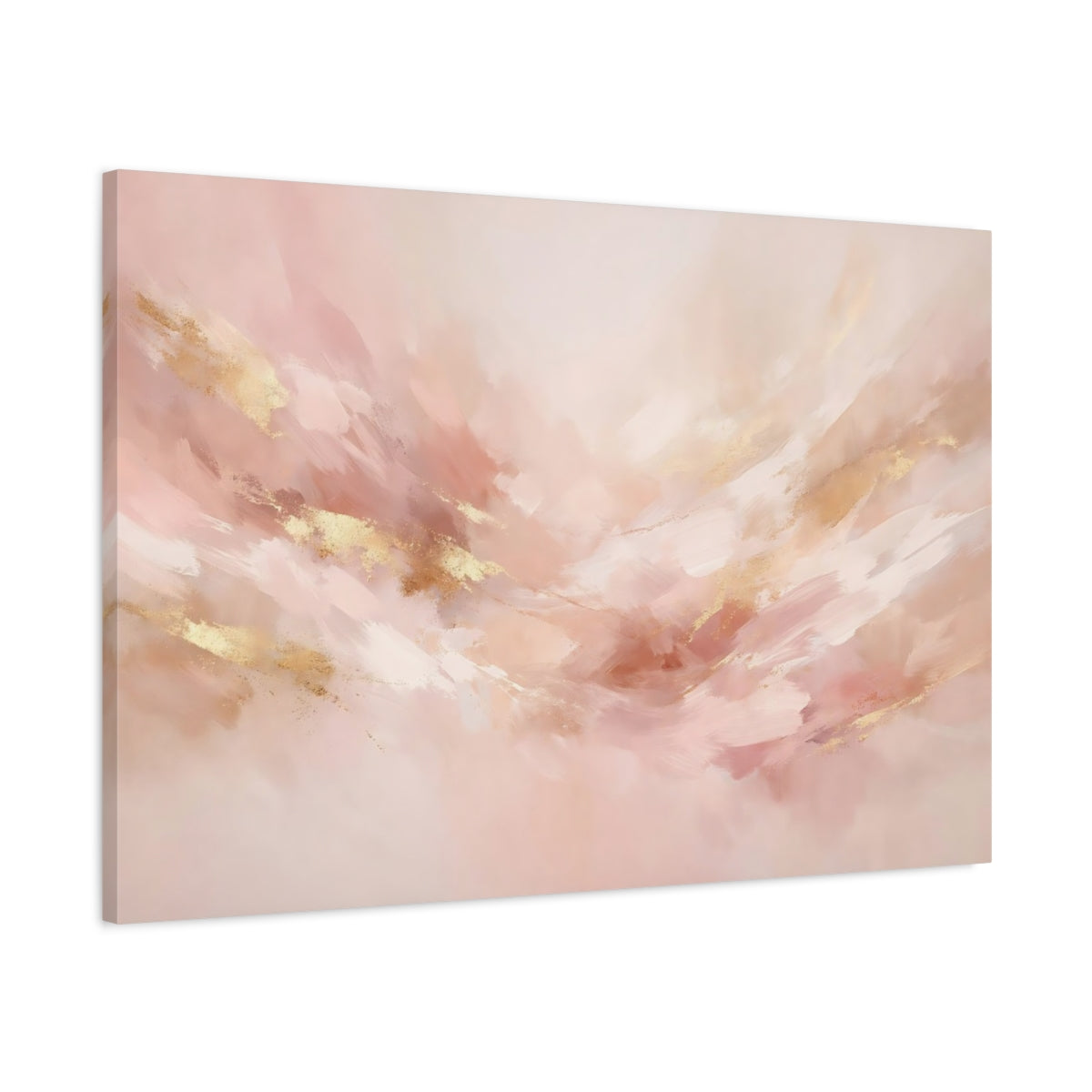 Side Mockup 1. Abstract Abstract Art Blush Gold Abstract shown as stretched canvas wall art