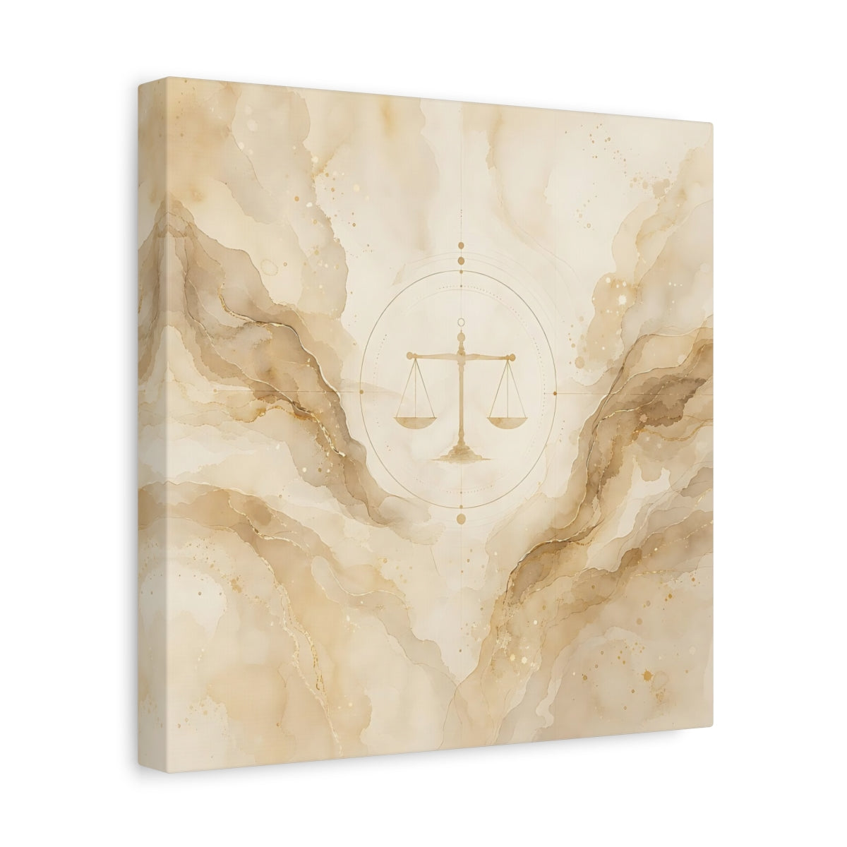 Side Mockup 8. Abstract Balance Scale Neutral Gold shown as stretched canvas wall art