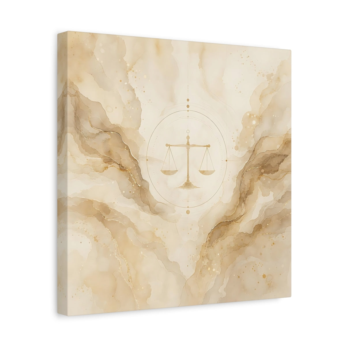 Side Mockup 7. Abstract Balance Scale Neutral Gold shown as stretched canvas wall art