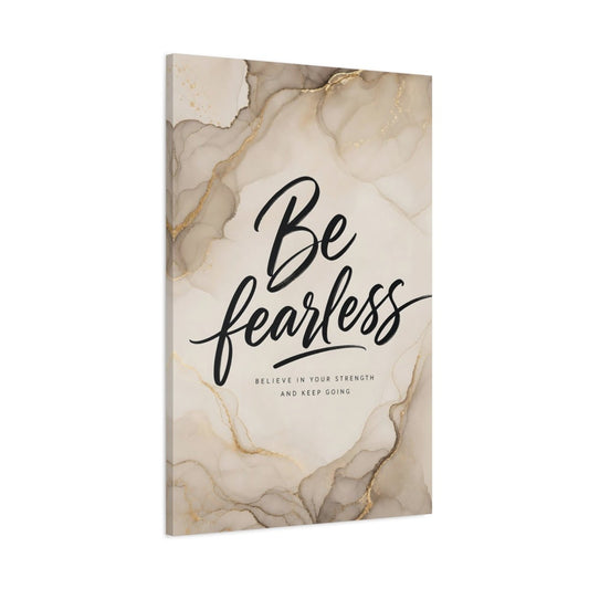 Abstract Be Fearless Gold And Beige Canvas Print – Modern Living Room, Above Couch - YesArtYes