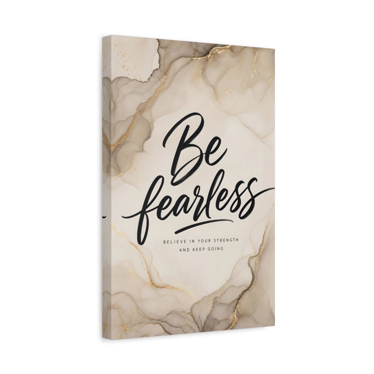 Abstract Be Fearless Gold And Beige Canvas Print – Modern Living Room, Above Couch - YesArtYes