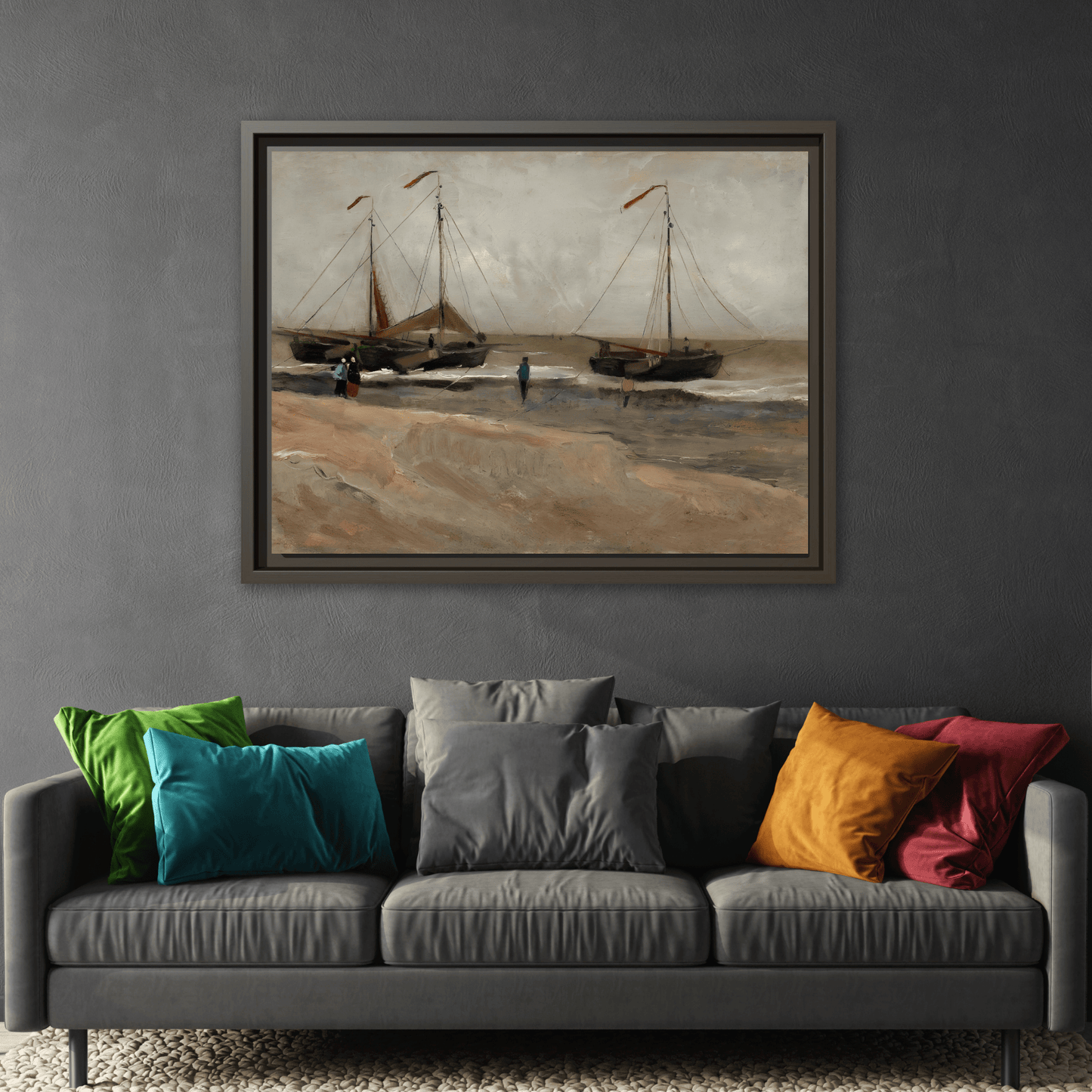 Abstract Beach and Boats Van Gogh Canvas Print - YesArtYes