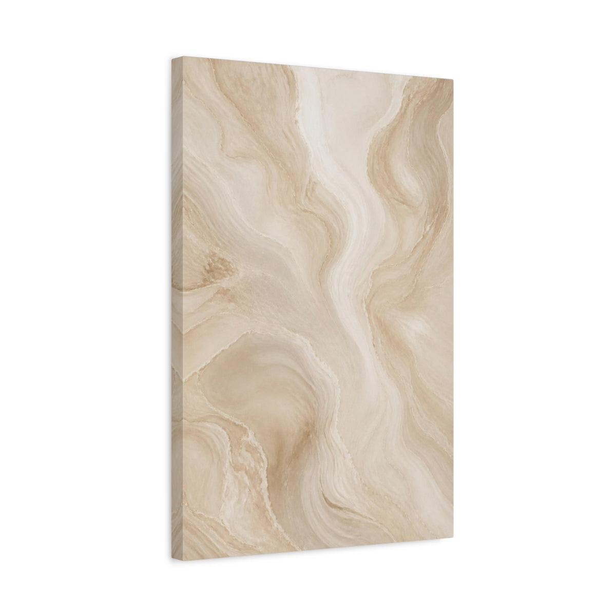 Side Mockup 3. Abstract Beige Waves shown as canvas print