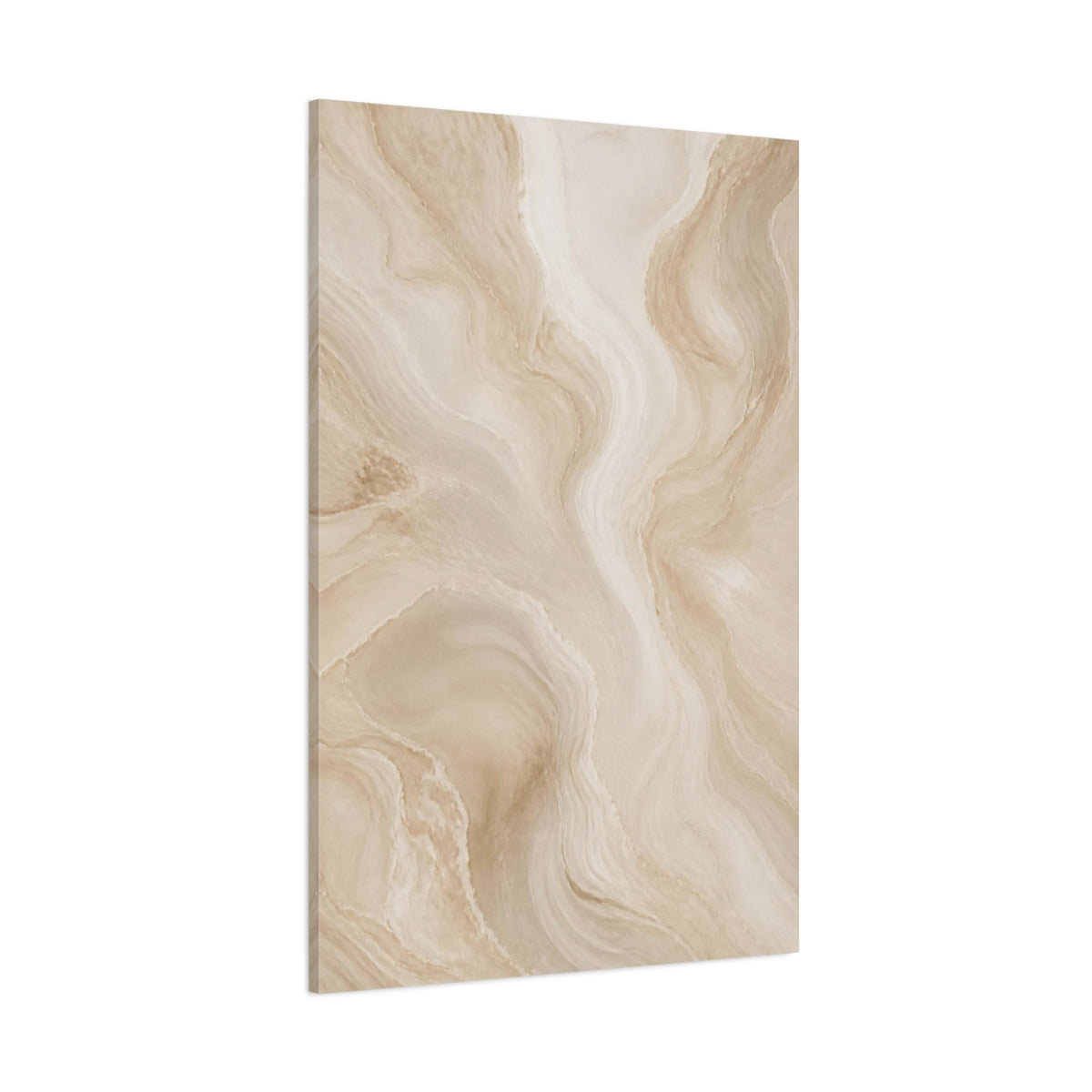 Side Mockup 1. Abstract Beige Waves shown as canvas print