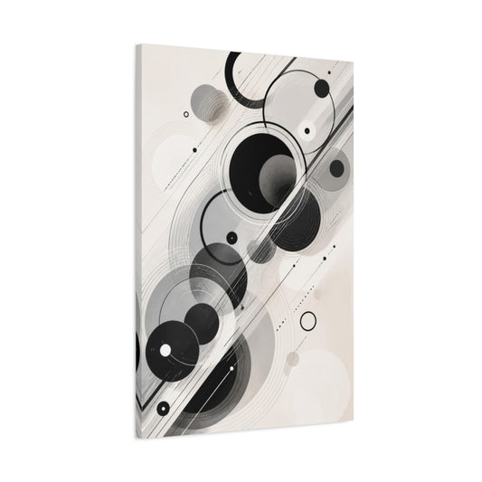 Main Mockup. Abstract Black Circles shown as canvas print