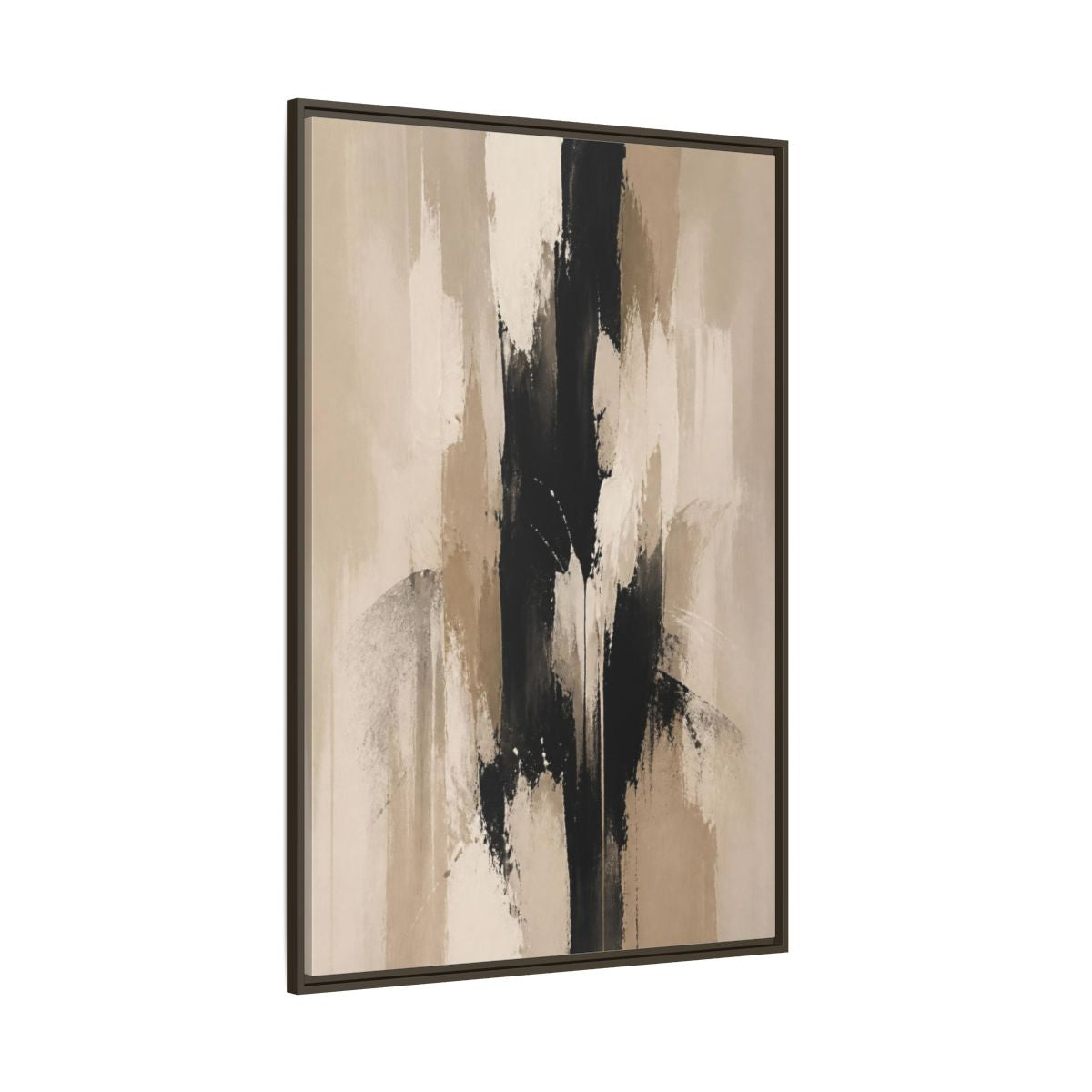 Side Mockup 8. Abstract Black Column shown as framed canvas print