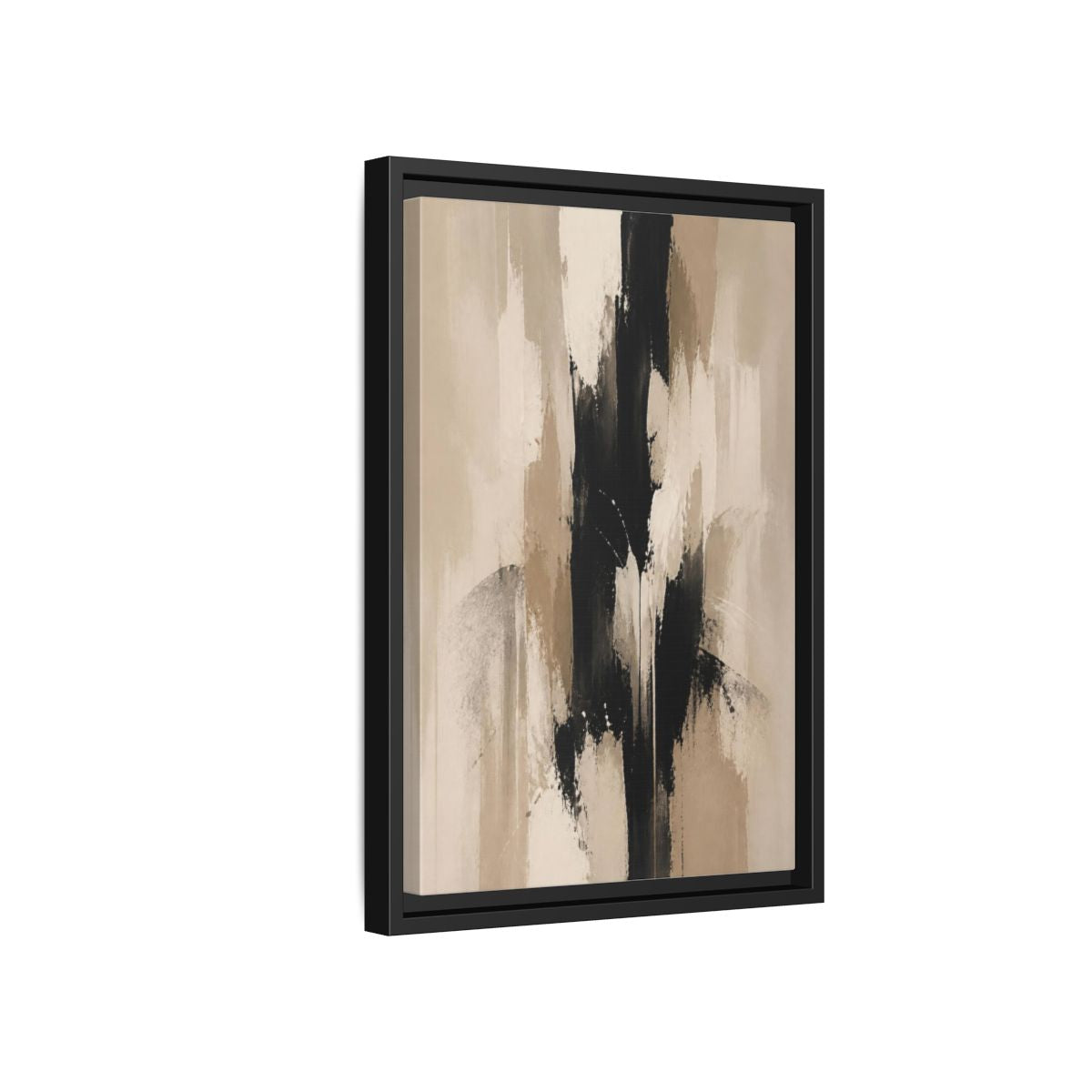 Side Mockup 6. Abstract Black Column shown as framed canvas print