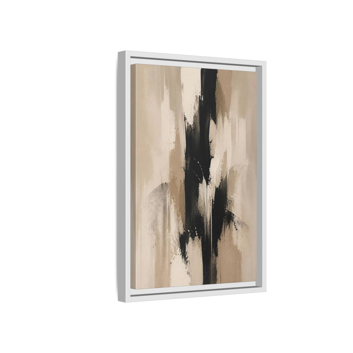 Side Mockup 4. Abstract Black Column shown as framed canvas print