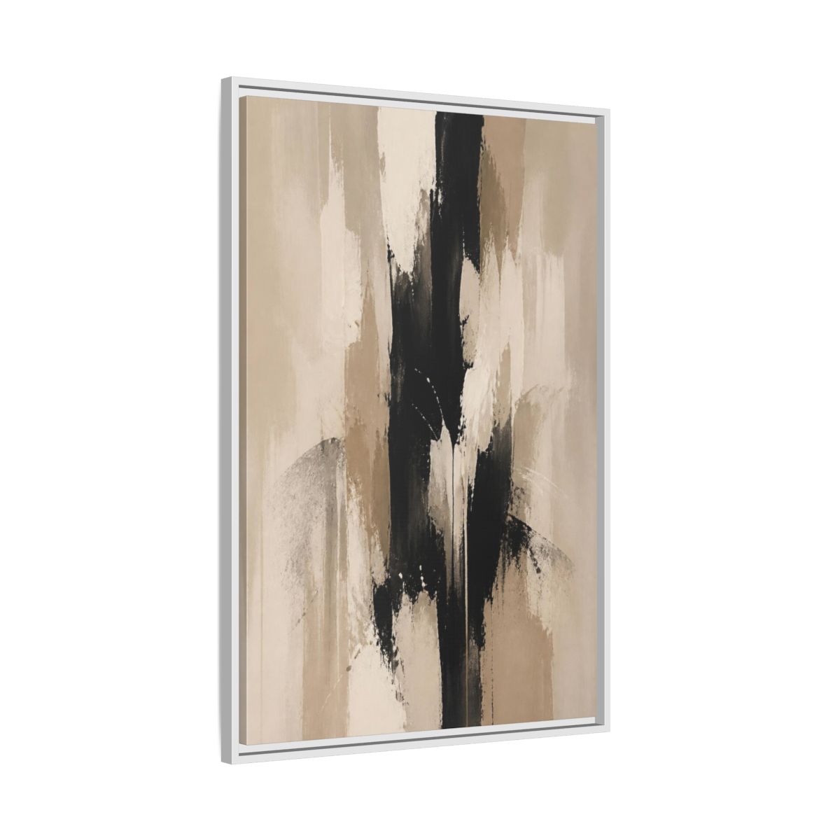 Side Mockup 9. Abstract Black Column shown as framed canvas print