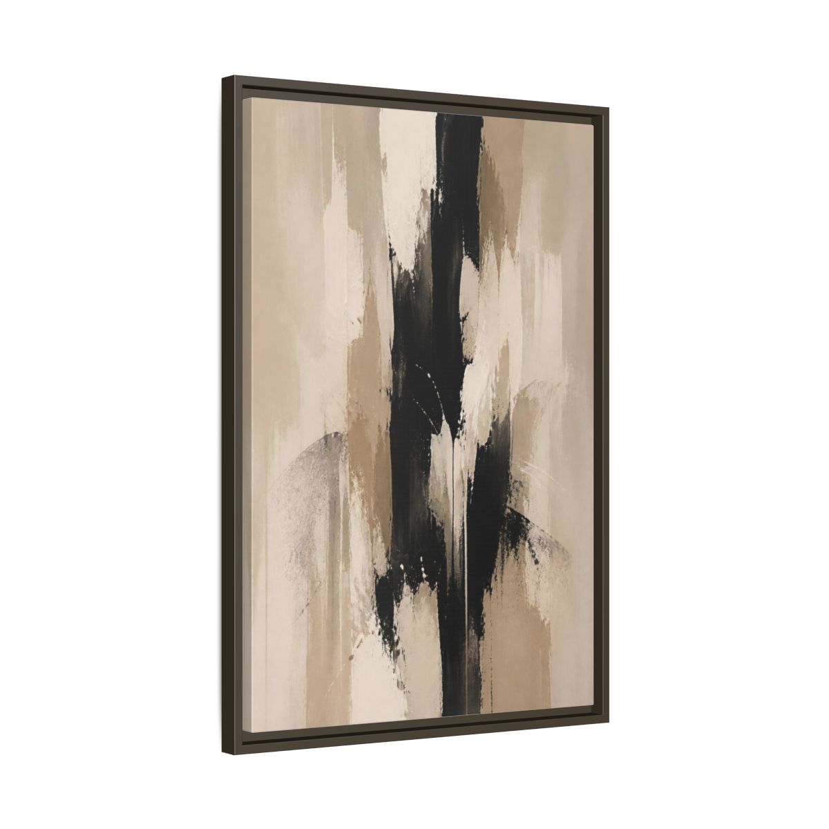 Side Mockup 11. Abstract Black Column shown as framed canvas print