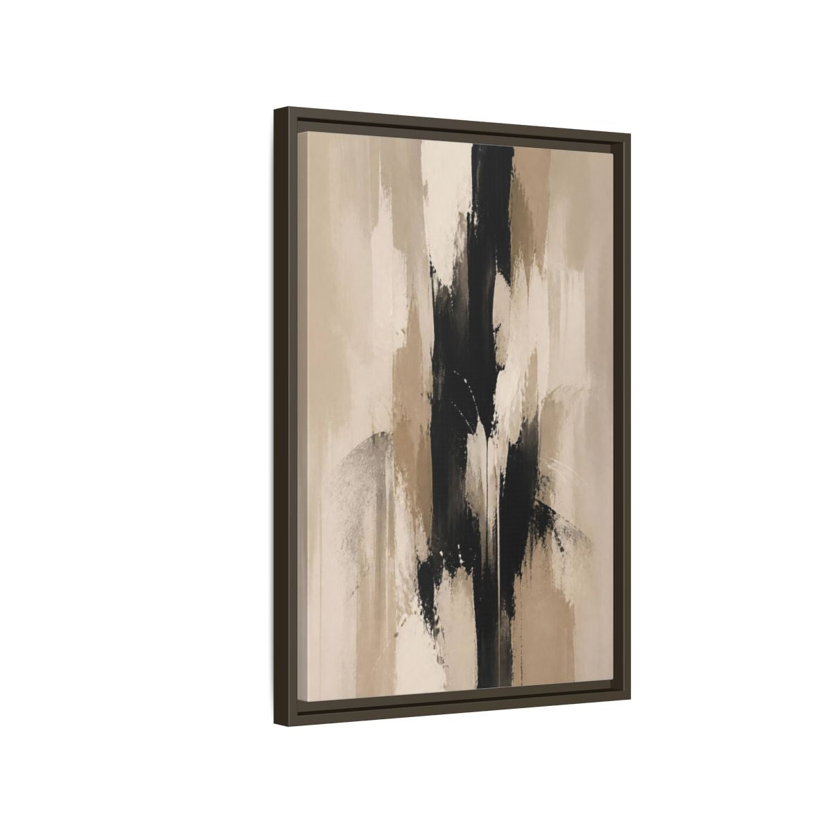 Side Mockup 2. Abstract Black Column shown as framed canvas print