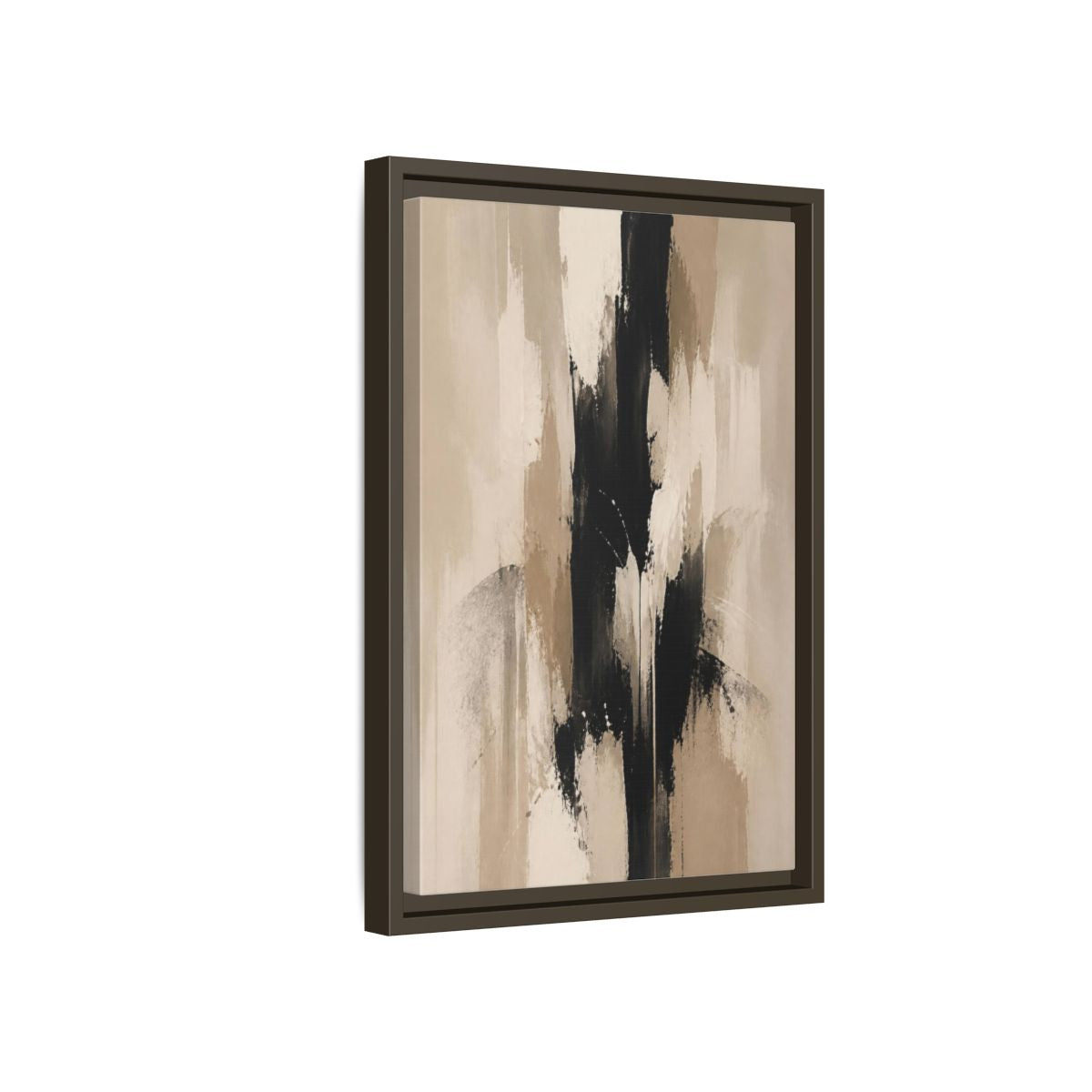 Side Mockup 5. Abstract Black Column shown as framed canvas print