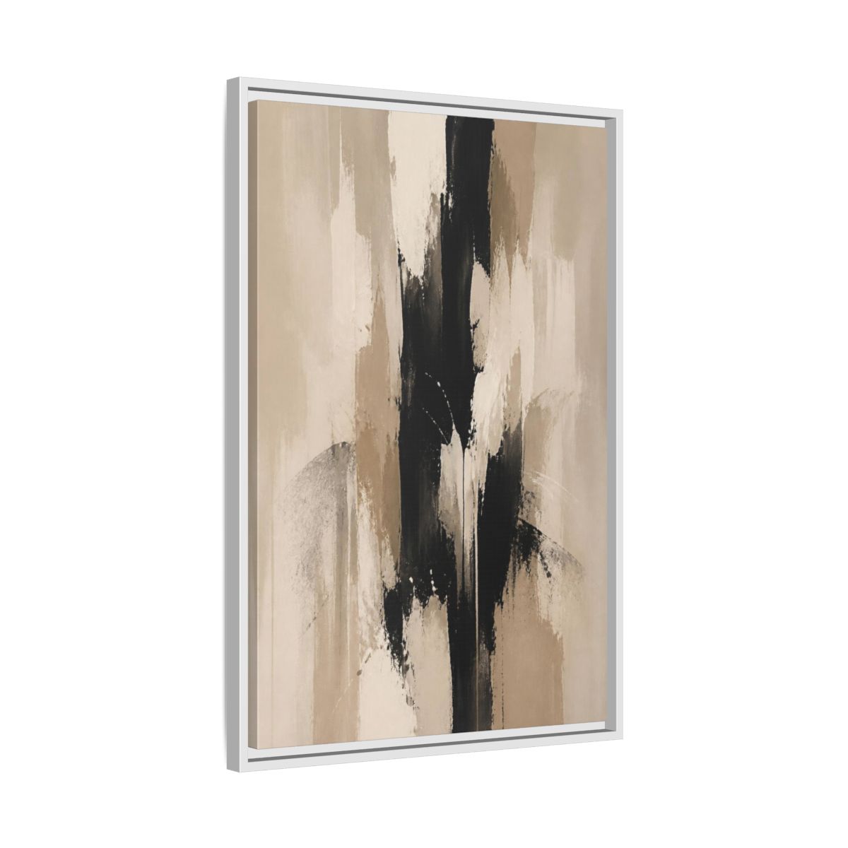 Side Mockup 10. Abstract Black Column shown as framed canvas print