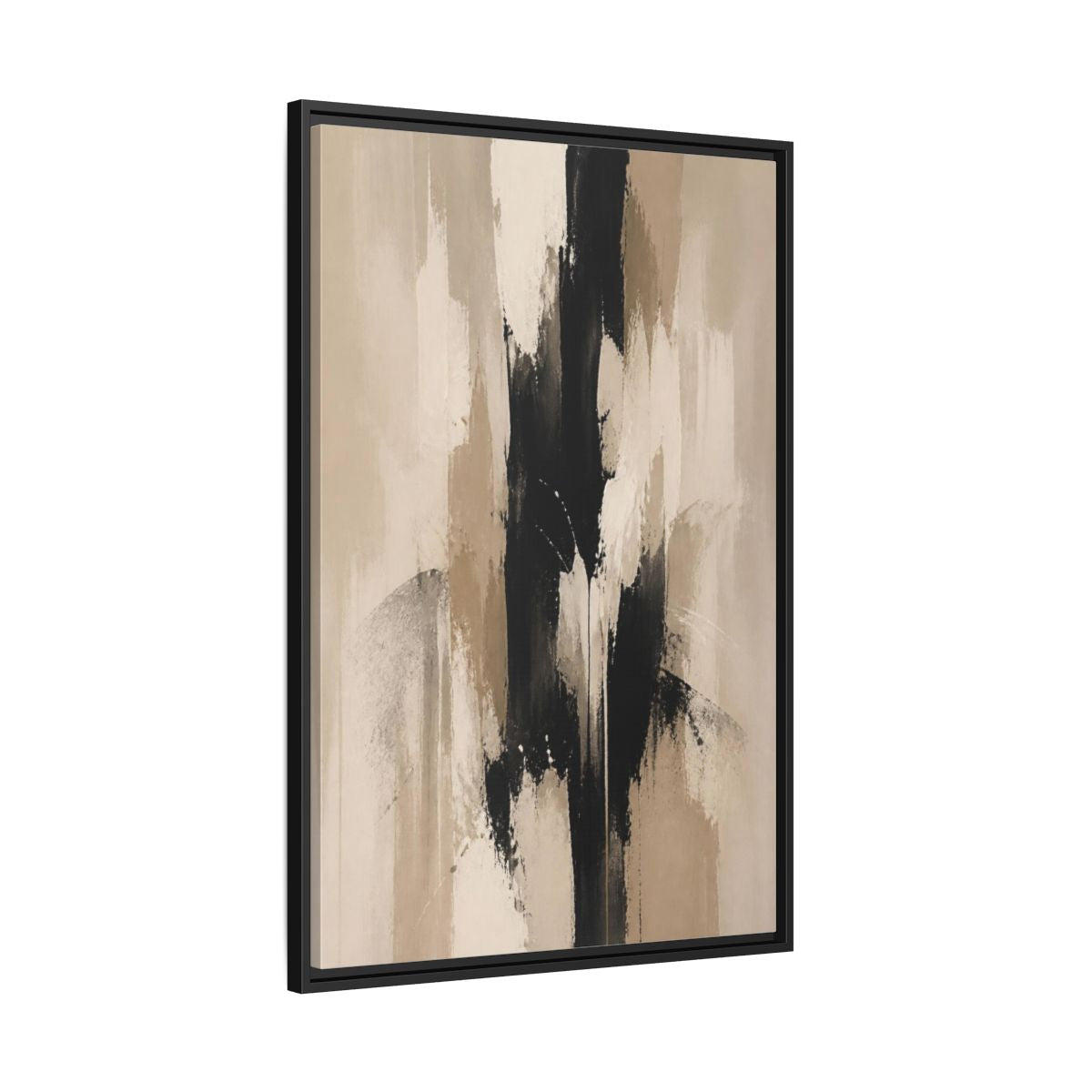 Side Mockup 13. Abstract Black Column shown as framed canvas print