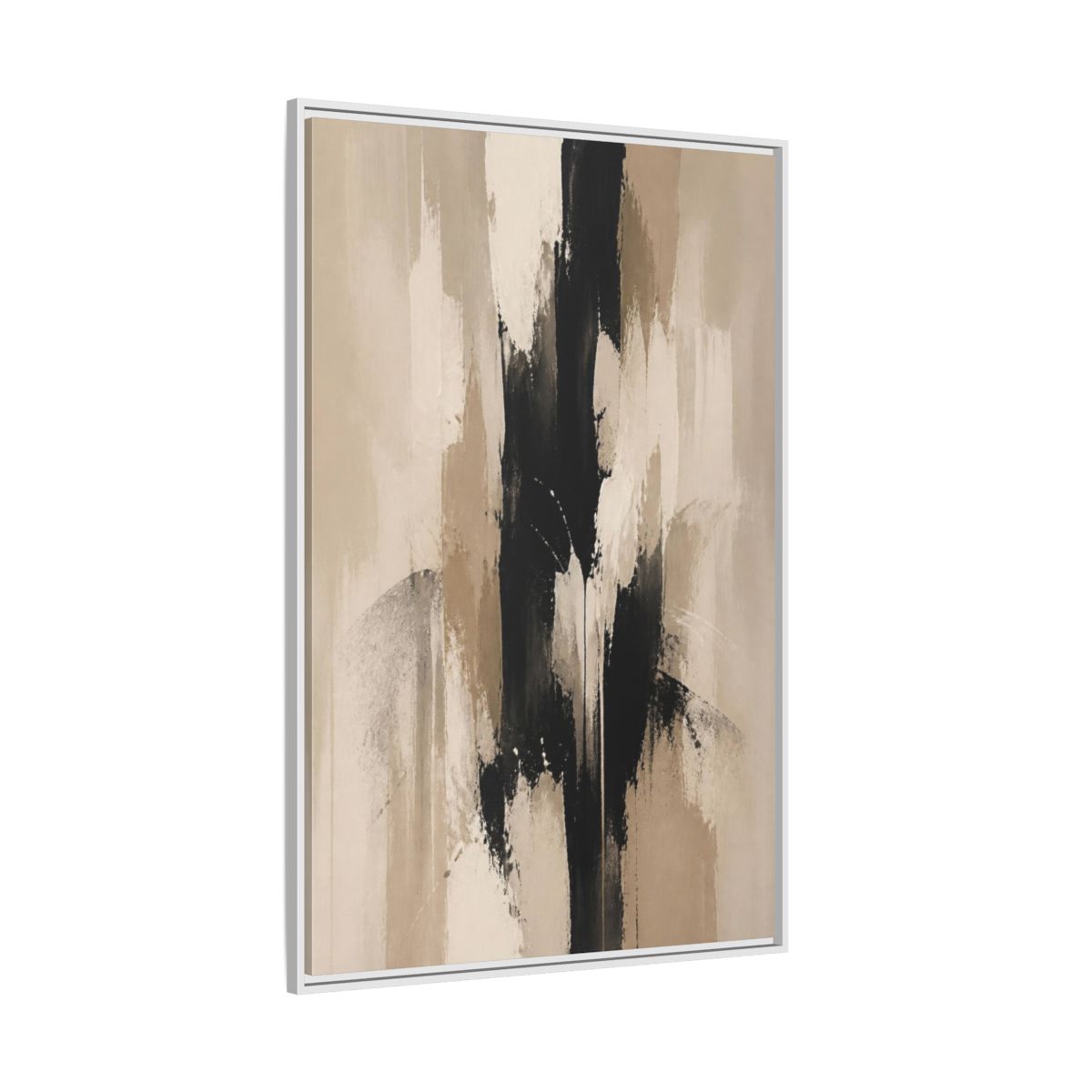 Side Mockup 7. Abstract Black Column shown as framed canvas print