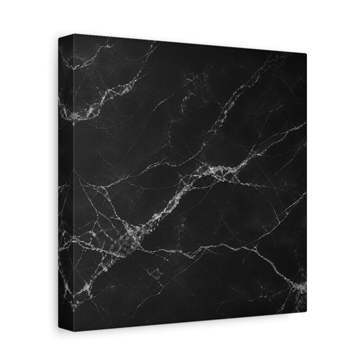 Side Mockup 9. Abstract Black Marble Black And White shown as stretched canvas wall art