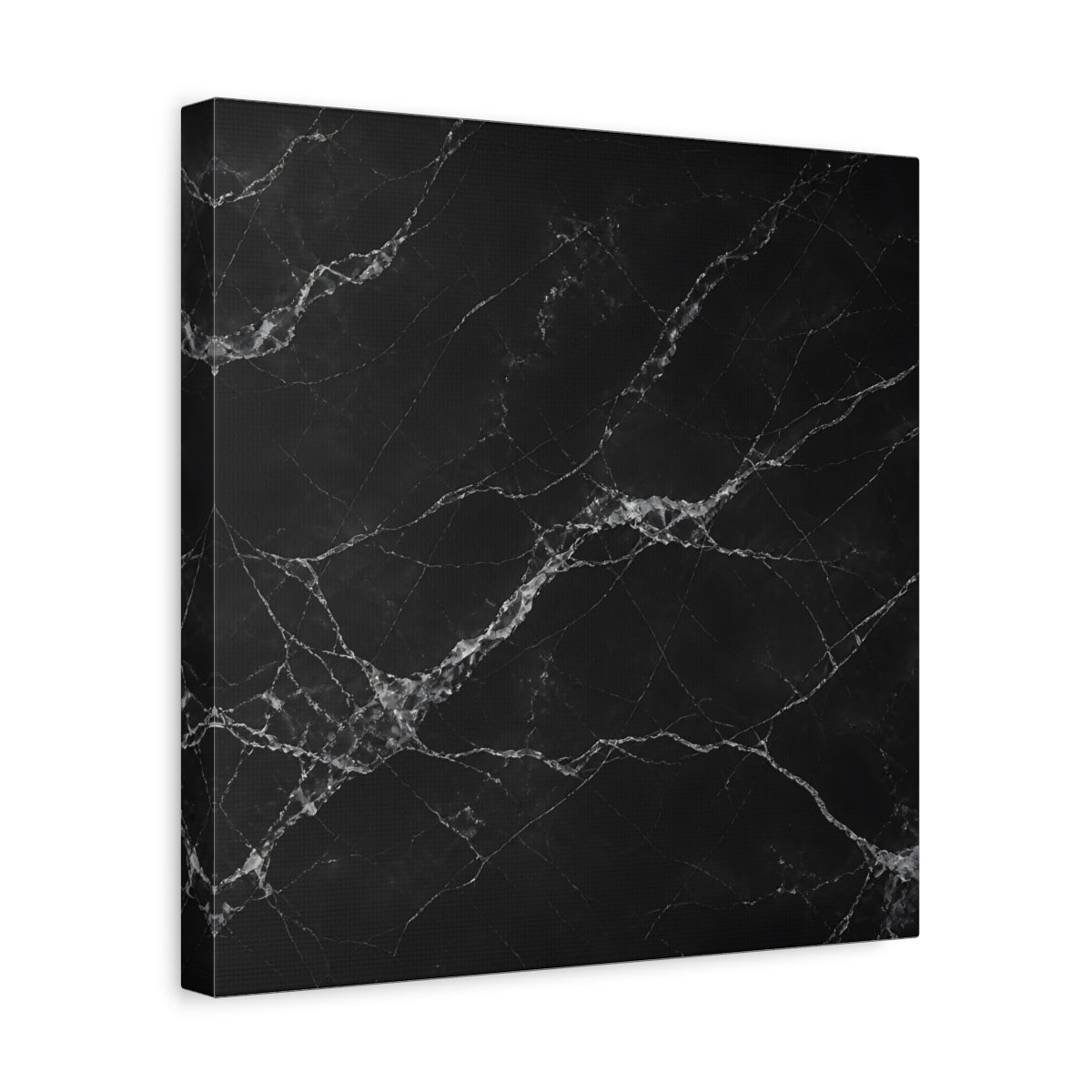 Side Mockup 7. Abstract Black Marble Black And White shown as stretched canvas wall art