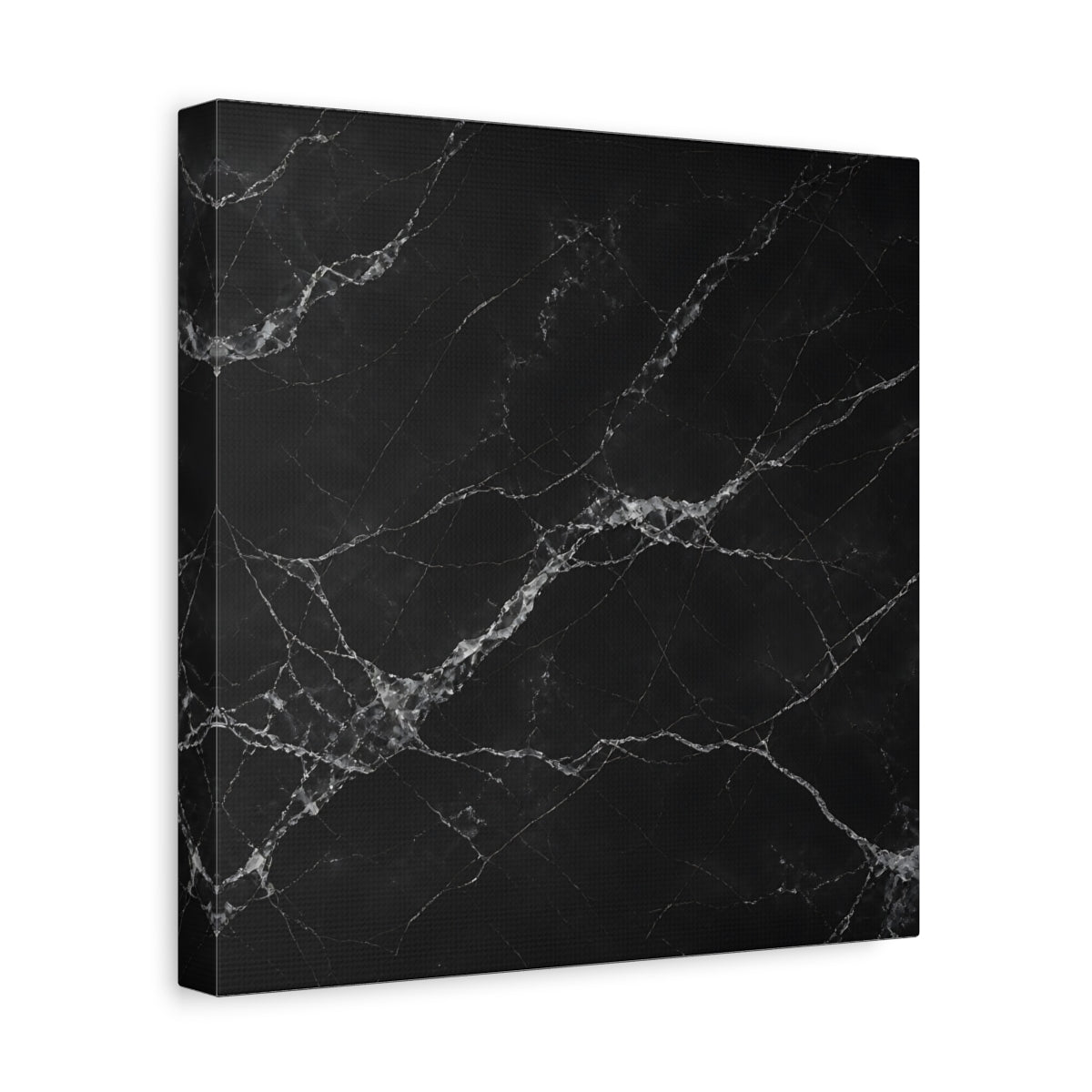 Side Mockup 8. Abstract Black Marble Black And White shown as stretched canvas wall art