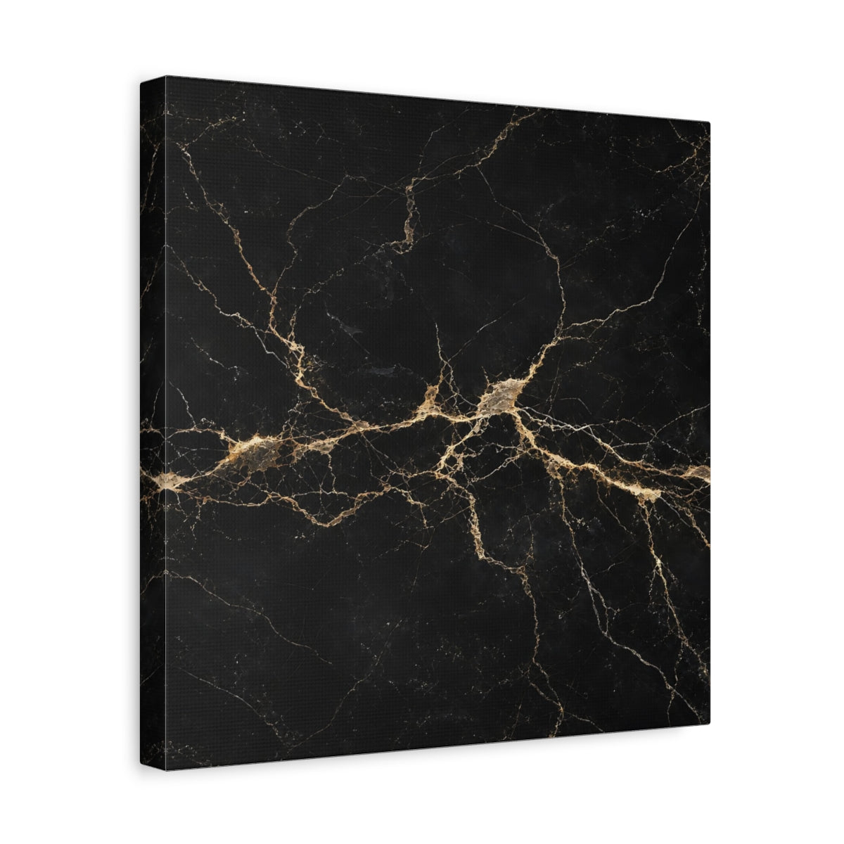 Side Mockup 7. Abstract Black Marble Black Gold shown as stretched canvas wall art