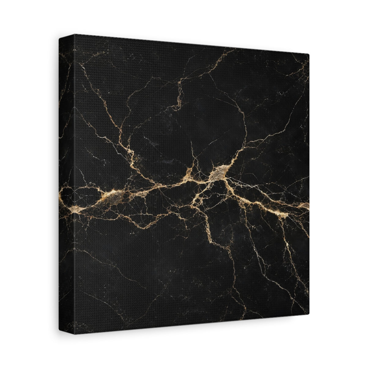 Side Mockup 9. Abstract Black Marble Black Gold shown as stretched canvas wall art
