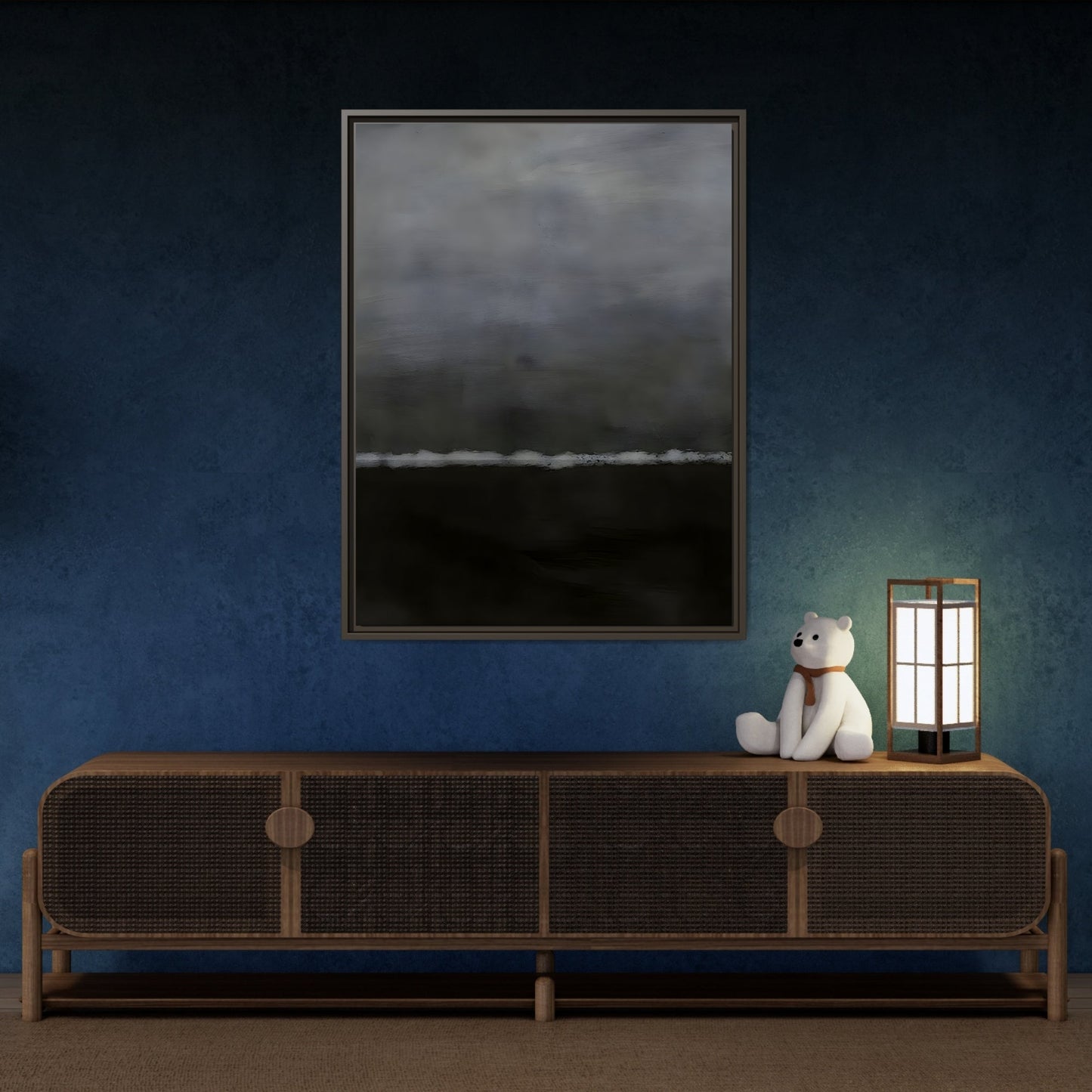 Abstract Black Minimalist Canvas Wall Art Print in Exclusive Frame - YesArtYes