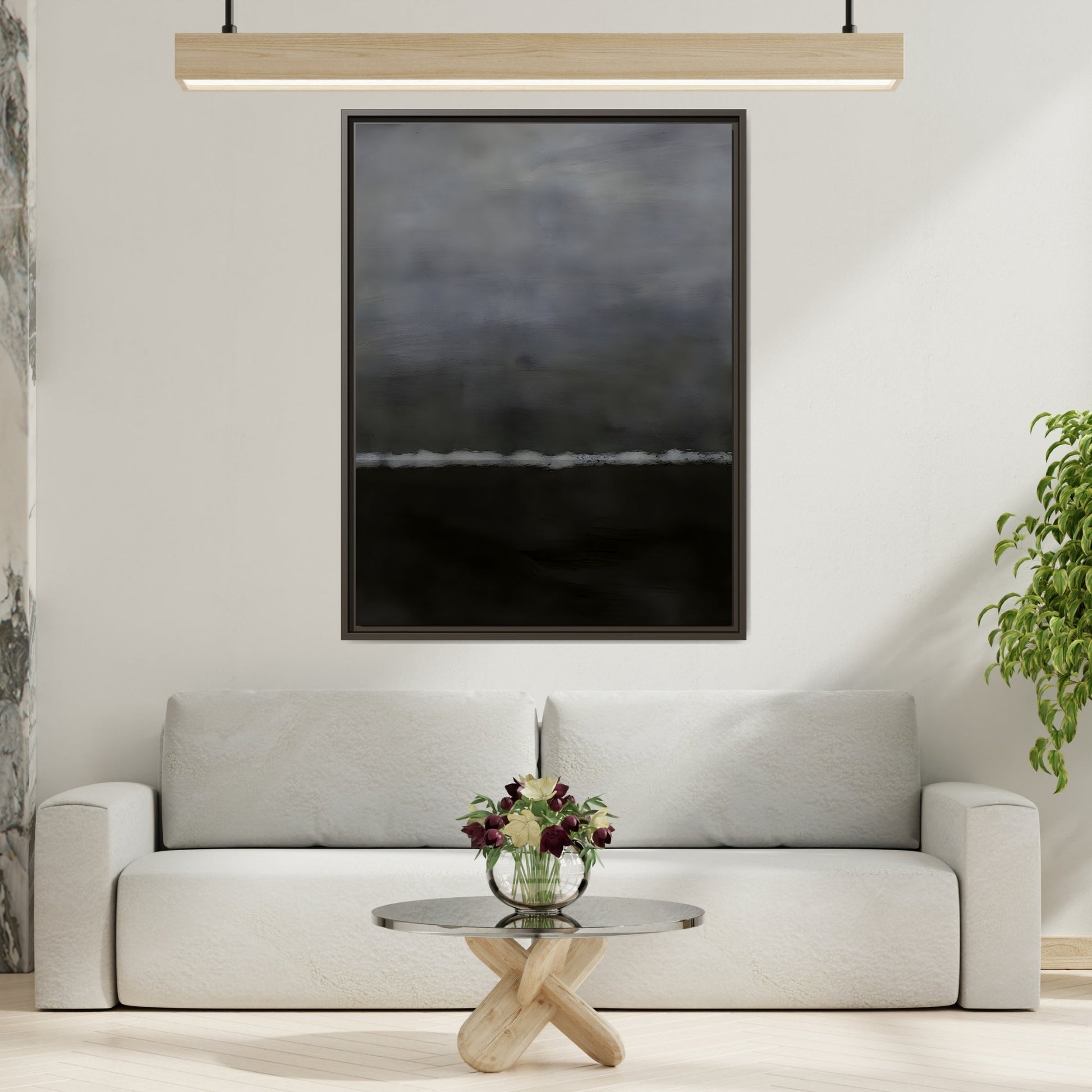 Abstract Black Minimalist Canvas Wall Art Print in Exclusive Frame - YesArtYes