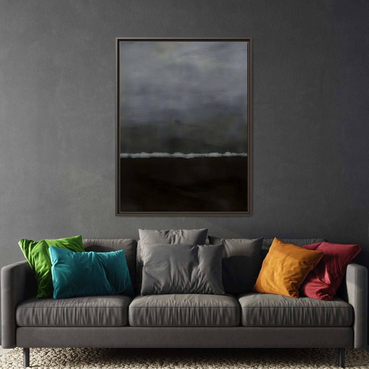 Abstract Black Minimalist Canvas Wall Art Print in Exclusive Frame - YesArtYes