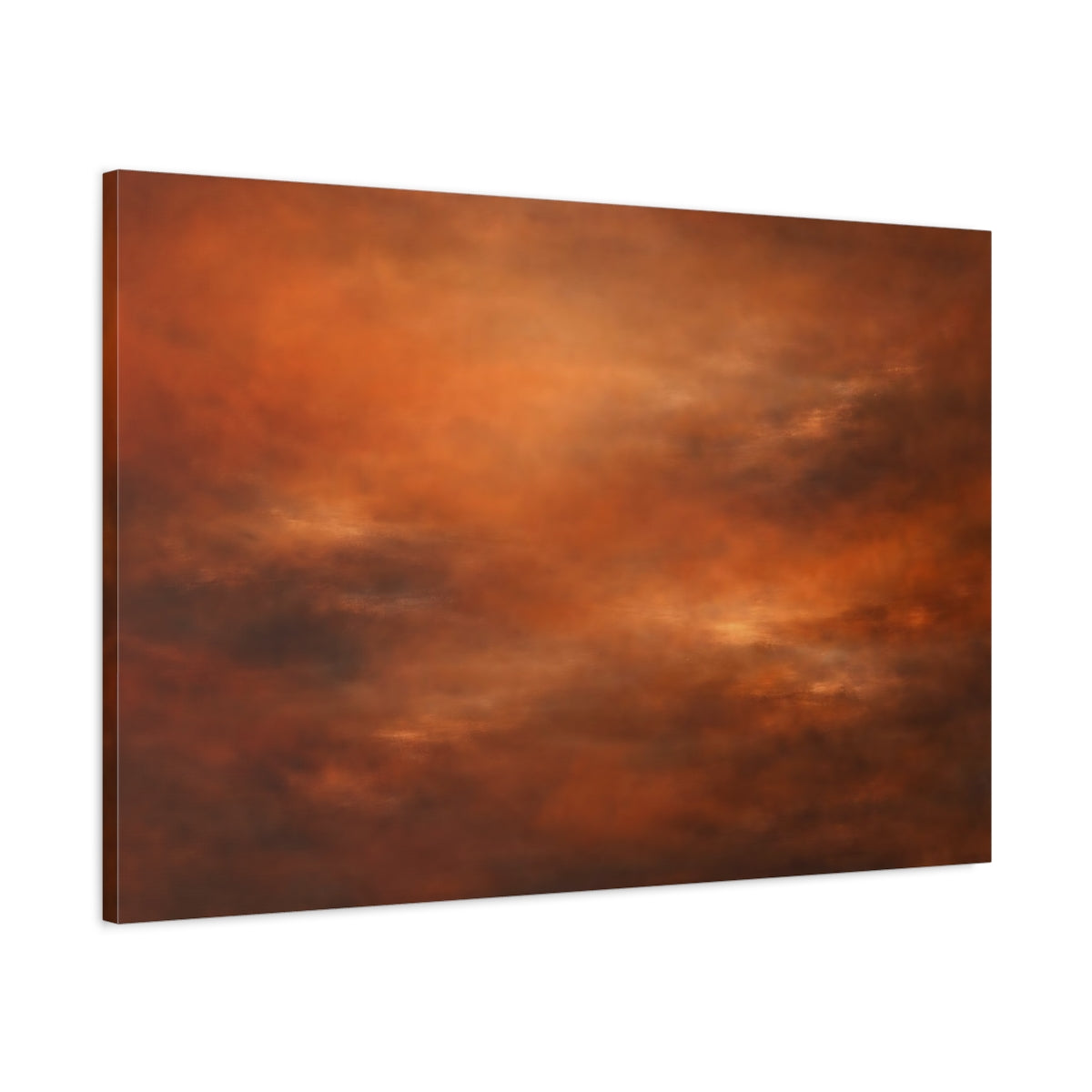 Side Mockup 1. Abstract Abstract Blend Orange Brown shown as stretched canvas wall art
