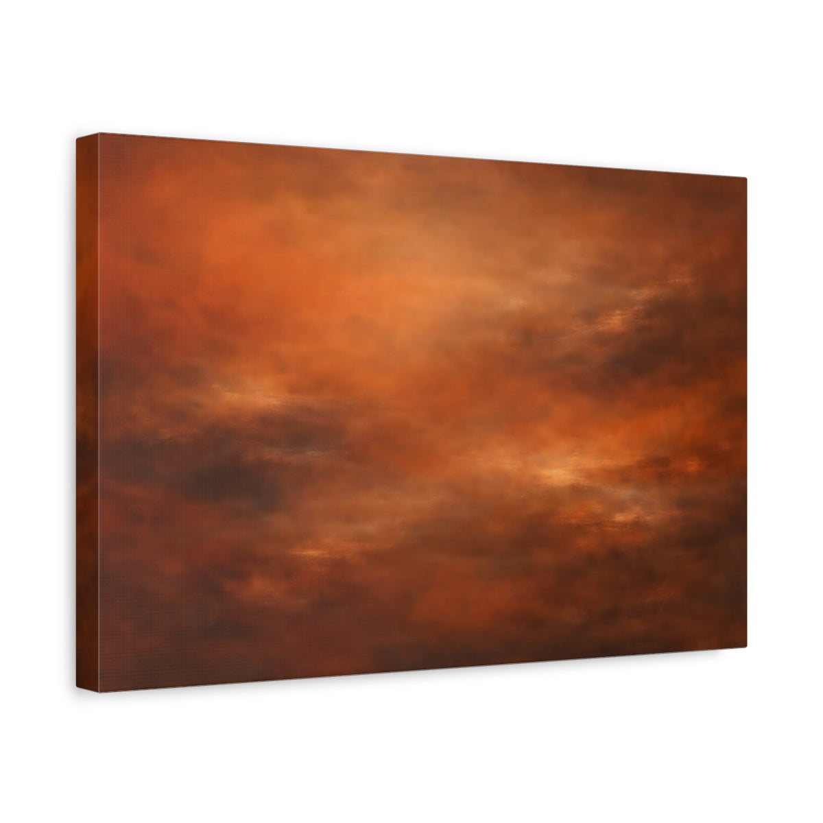 Side Mockup 4. Abstract Abstract Blend Orange Brown shown as stretched canvas wall art