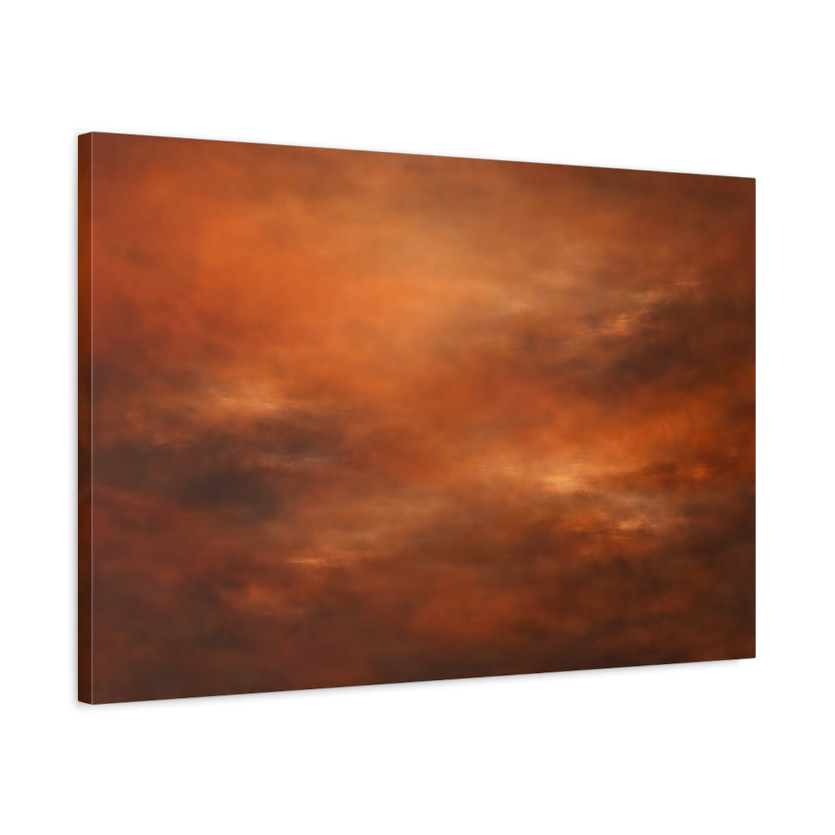 Side Mockup 2. Abstract Abstract Blend Orange Brown shown as stretched canvas wall art