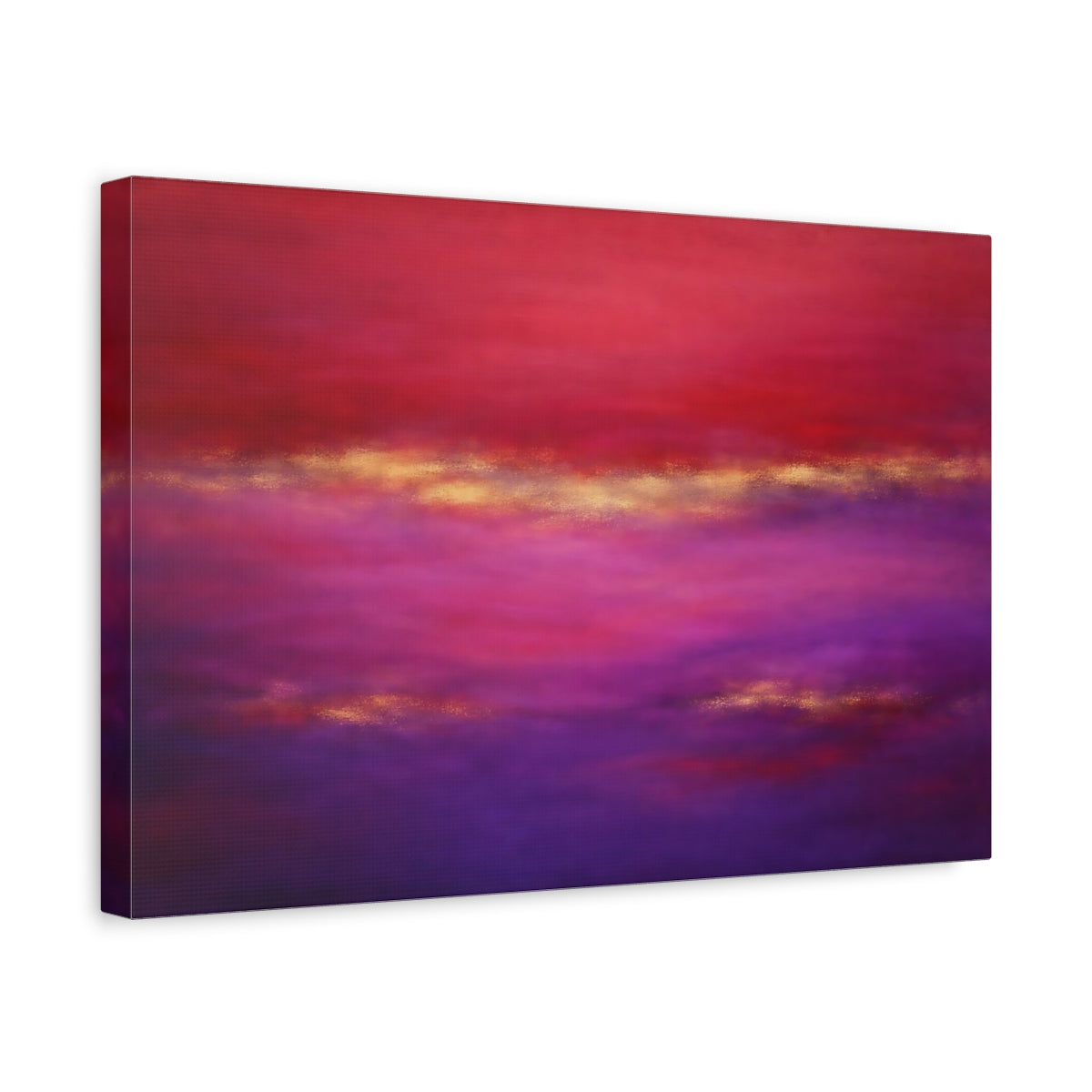 Side Mockup 4. Abstract Abstract Blend Red Purple Gold shown as stretched canvas wall art