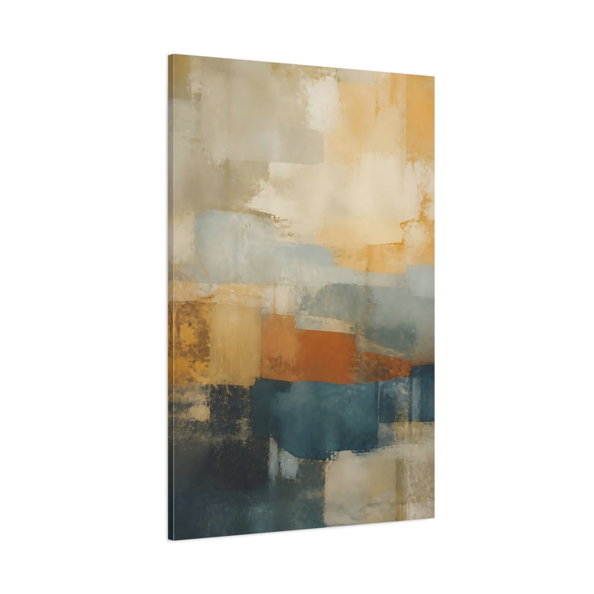 Abstract Blocks Earthy Colors Canvas Print – Living Room, Large Wall - YesArtYes