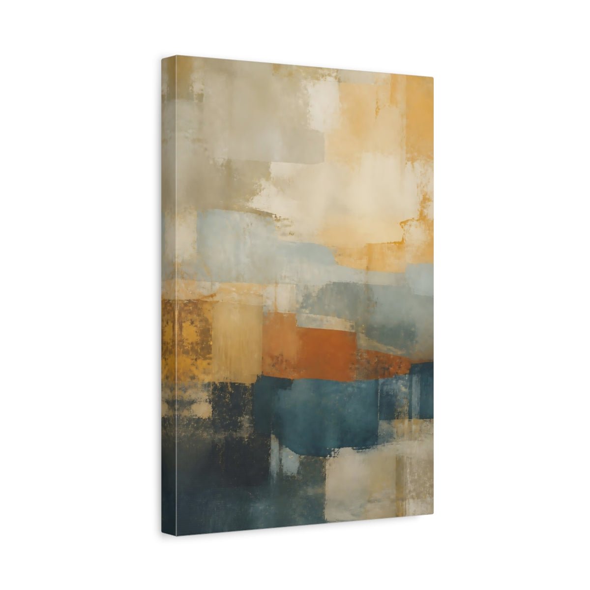 Abstract Blocks Earthy Colors Canvas Print – Living Room, Large Wall - YesArtYes