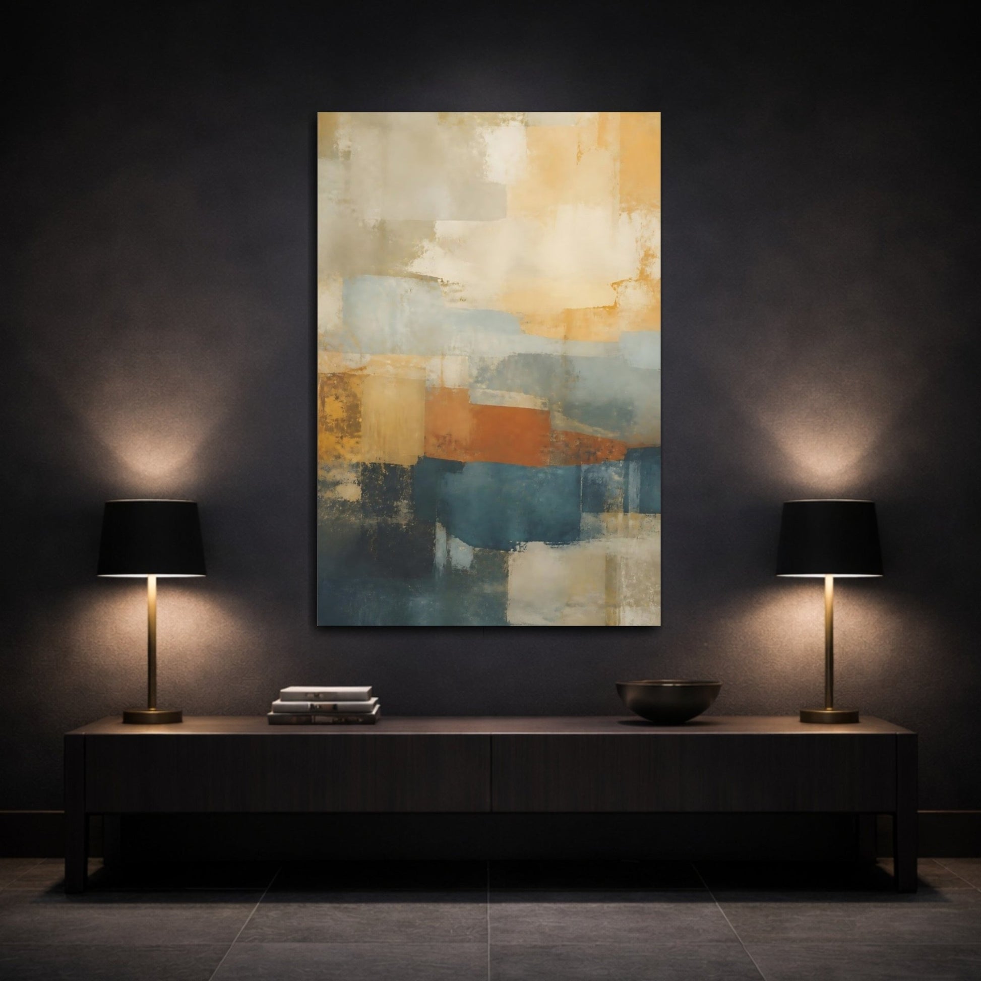 Abstract Blocks Earthy Colors Canvas Print – Living Room, Large Wall - YesArtYes