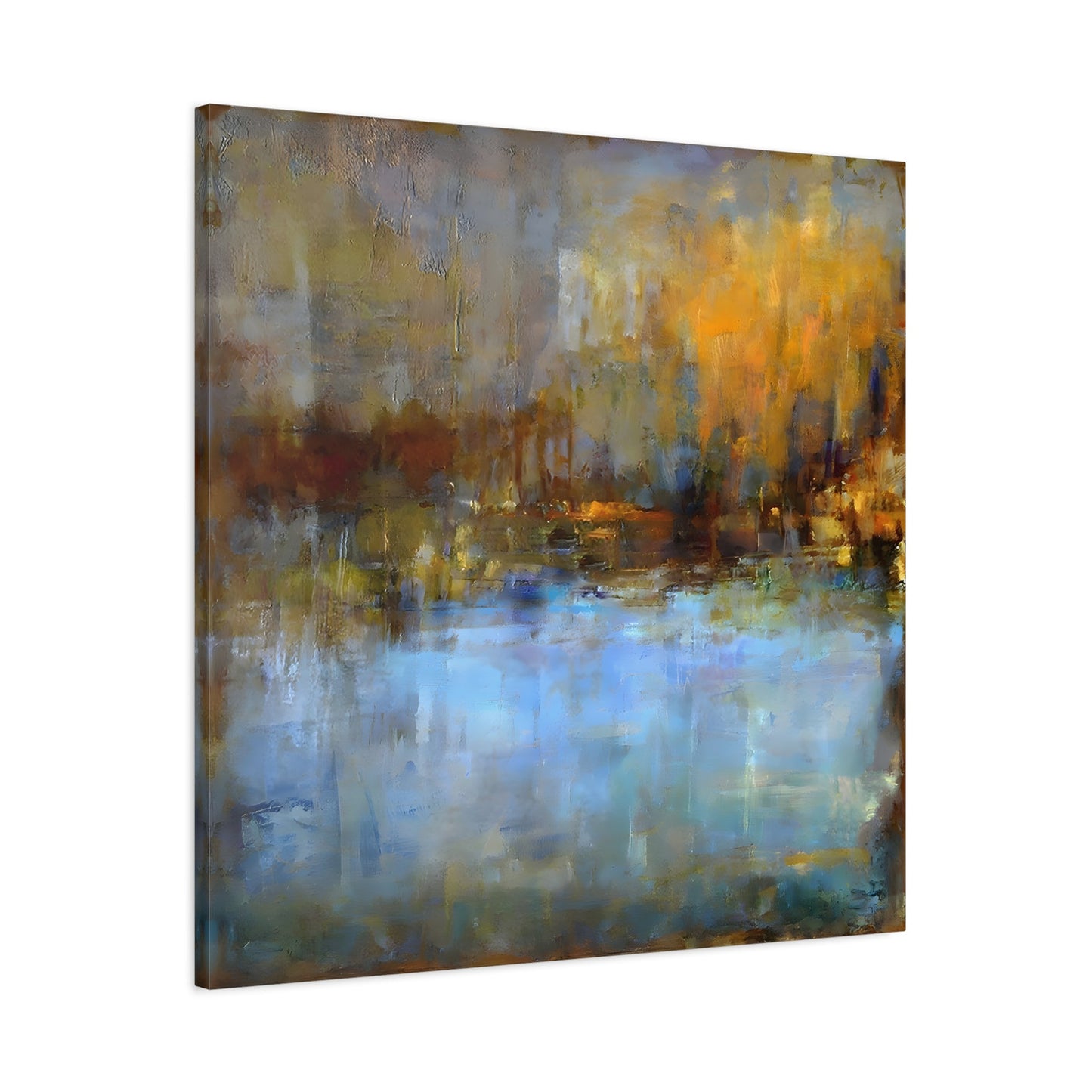 Abstract Blue Grey Artwork Painting Wall Art Canvas Print - YesArtYes