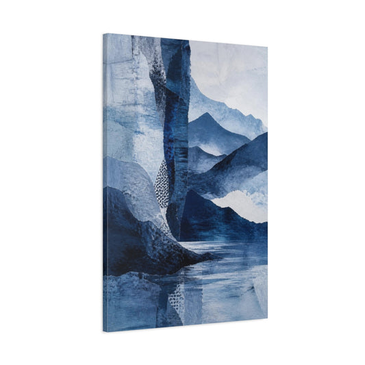 Main Mockup. Abstract Blue Mountain Horizon shown as canvas print