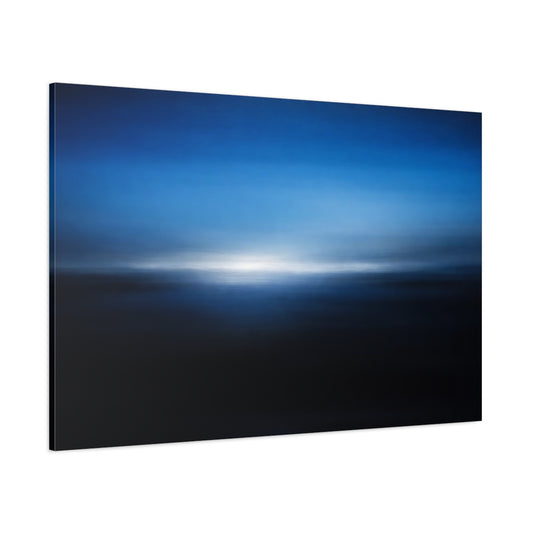 Main Mockup. Abstract Blurred Horizon Blue Abstract shown as stretched canvas wall art