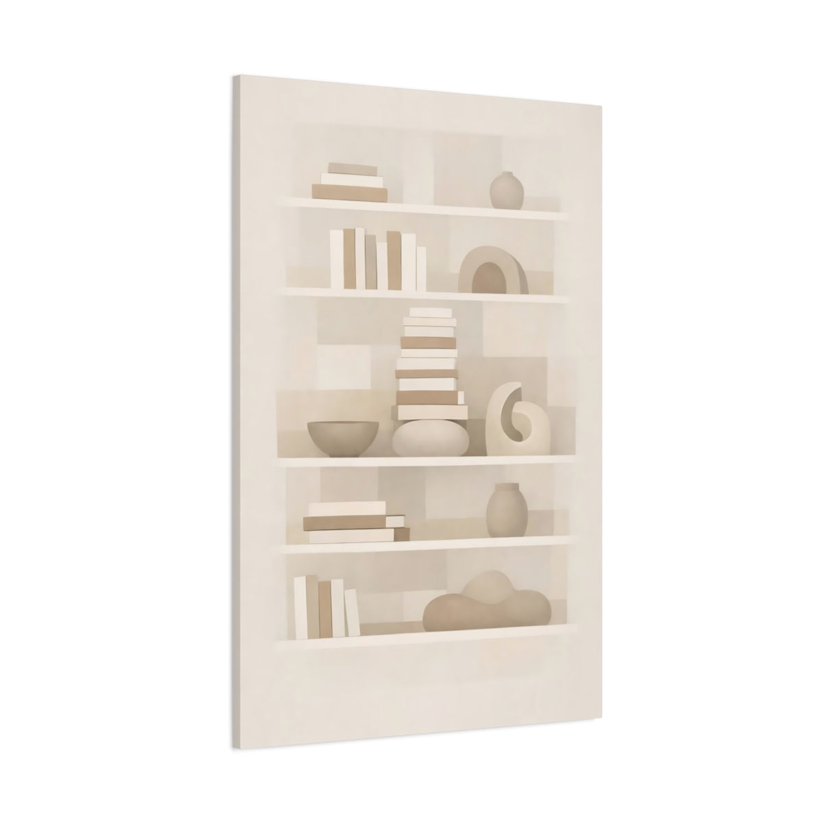 Main Mockup. Abstract Bookshelf Neutral Abstract Bookshelf shown as stretched canvas wall art