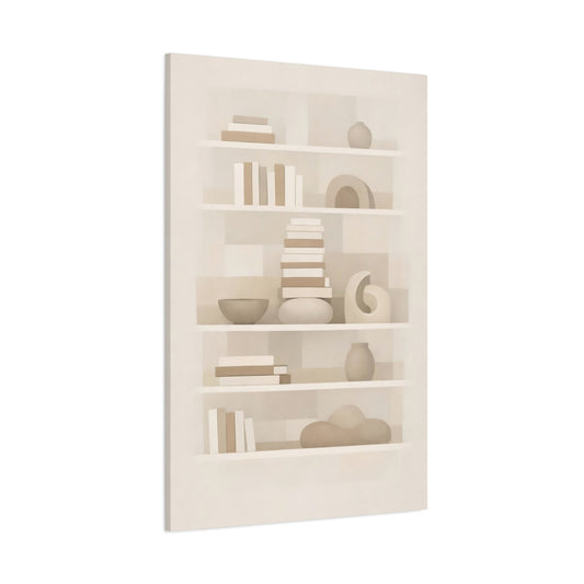 Main Mockup. Abstract Bookshelf Neutral Abstract Bookshelf shown as stretched canvas wall art