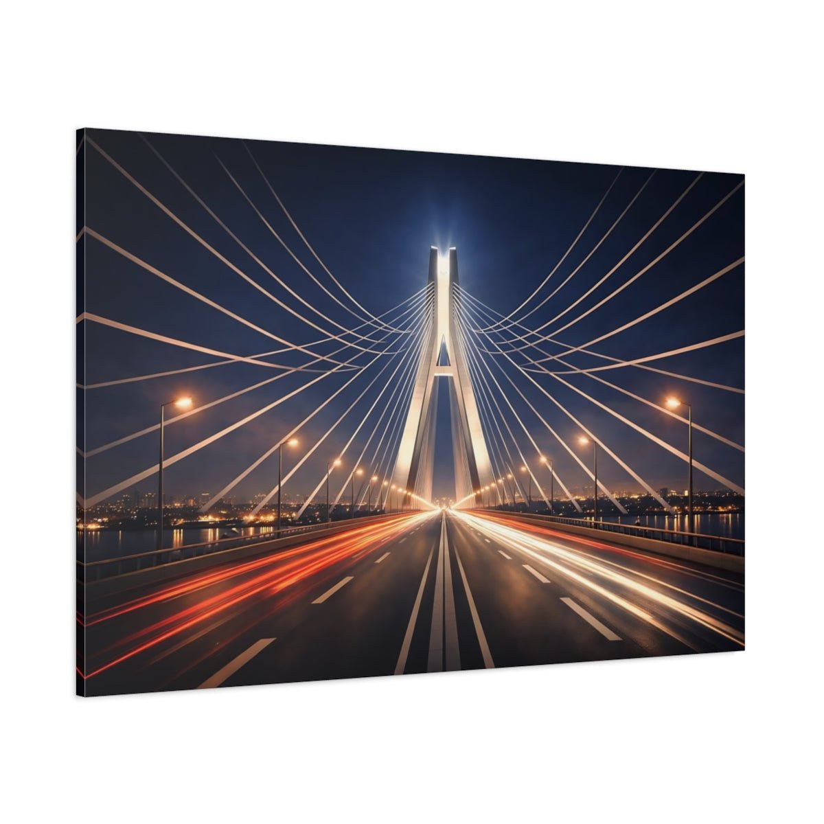 Abstract Bridge Urban Night - Canvas Wall Art Print - YesArtYes