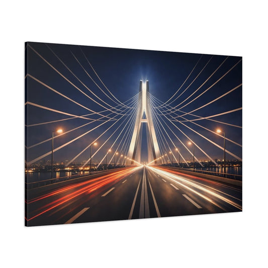 Abstract Bridge Urban Night - Canvas Wall Art Print - YesArtYes