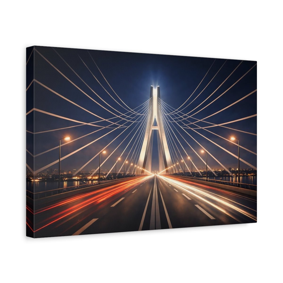 Abstract Bridge Urban Night - Canvas Wall Art Print - YesArtYes