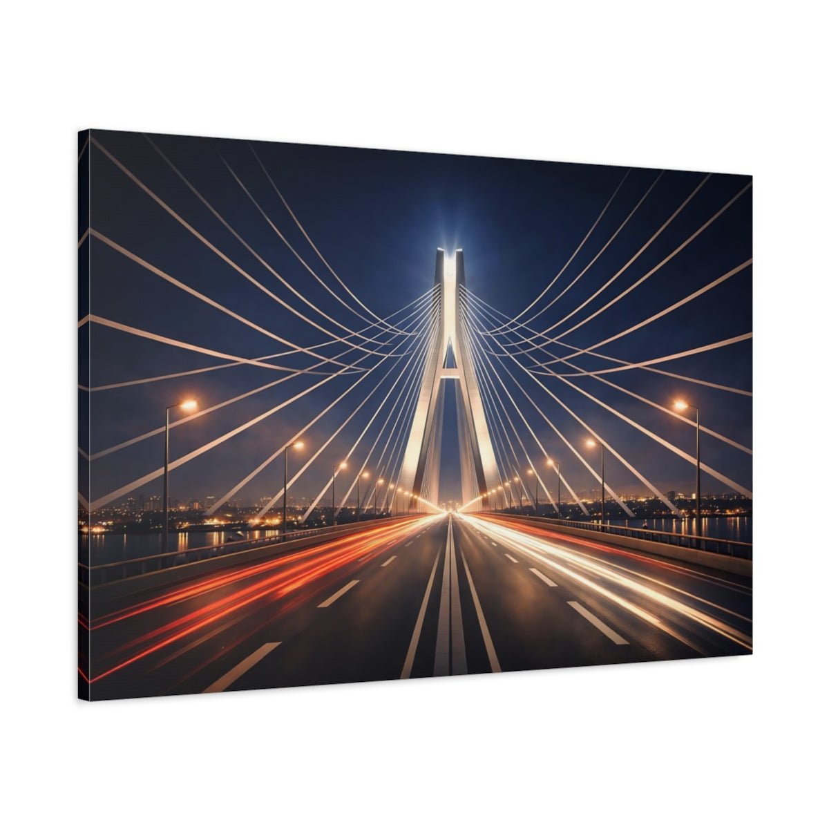Abstract Bridge Urban Night - Canvas Wall Art Print - YesArtYes