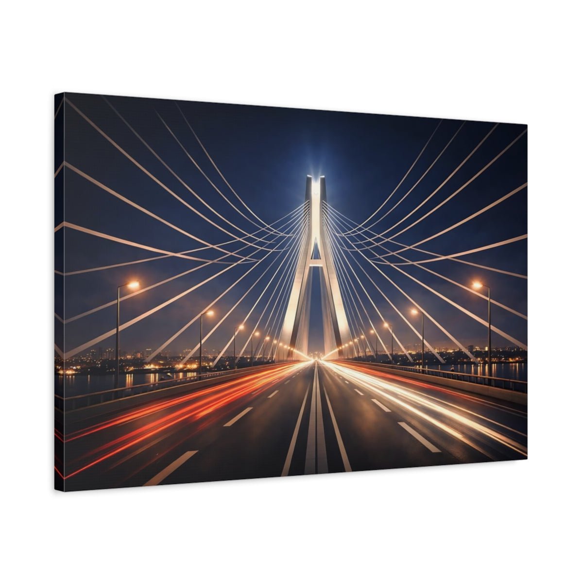 Abstract Bridge Urban Night - Canvas Wall Art Print - YesArtYes