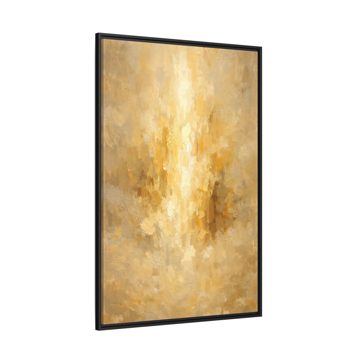Main Mockup. Abstract Brushstrokes Golden Abstract shown as stretched canvas wall art