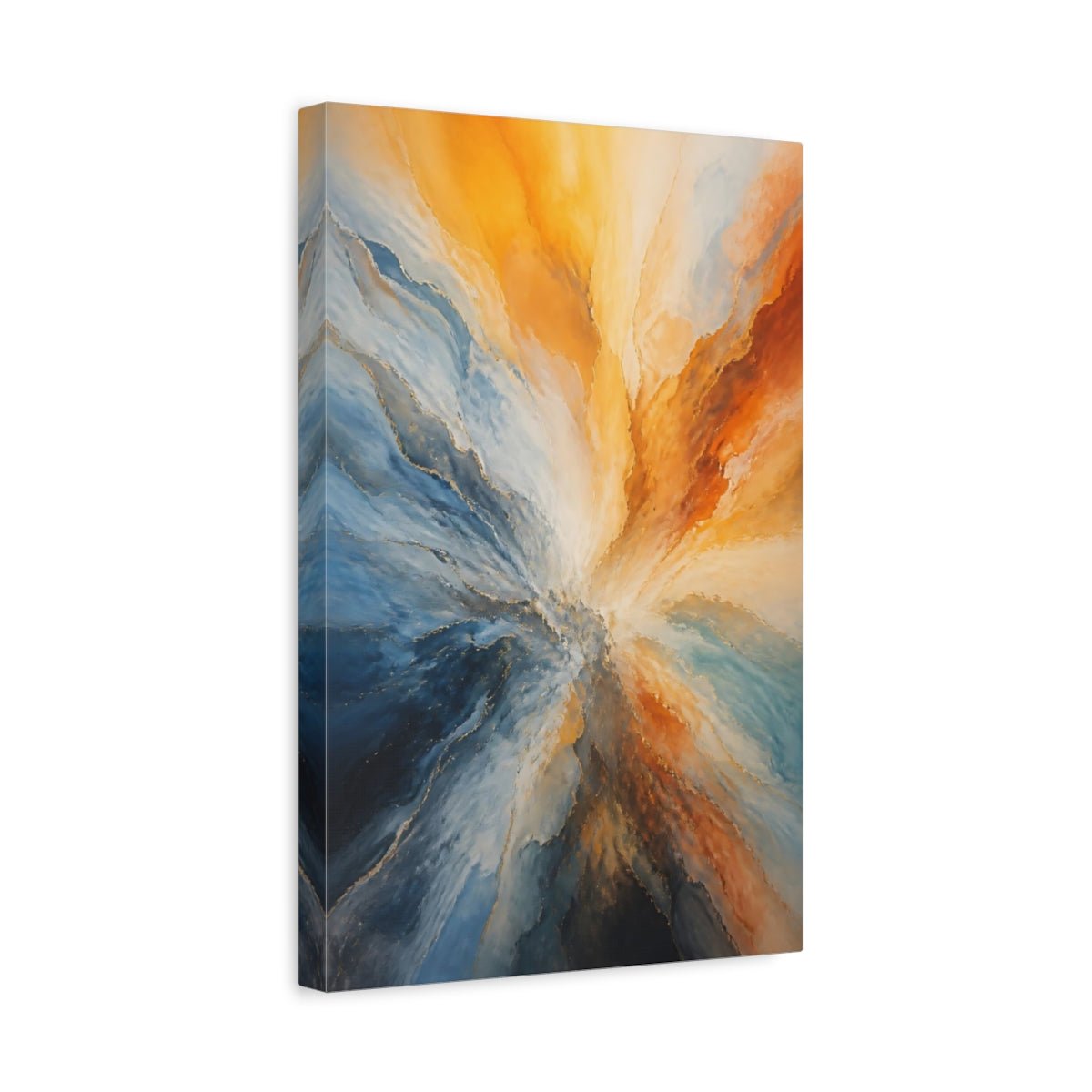 Abstract Burst Blue Orange Gold Canvas Wall Art Print – Living Room Decor, Above Couch - YesArtYes