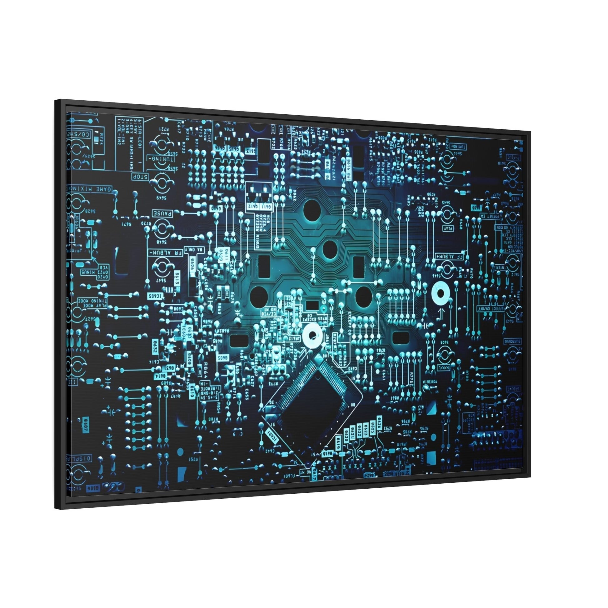 Abstract Canvas Wall Art Prints - Modern Blue Tech Gift